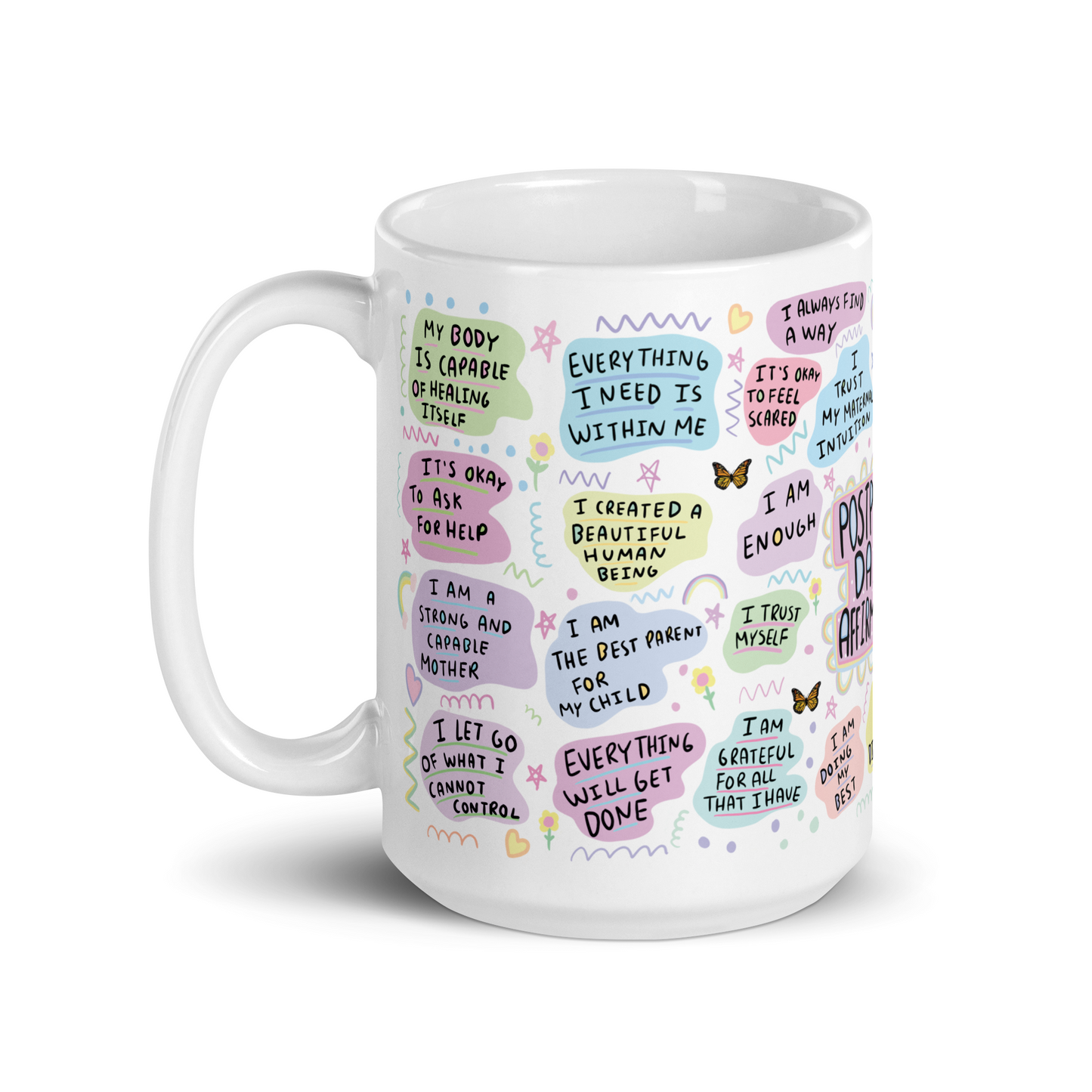Postpartum Daily Affirmation Mug – Motivational Coffee Cup for New Mothers, Self-Care Gift