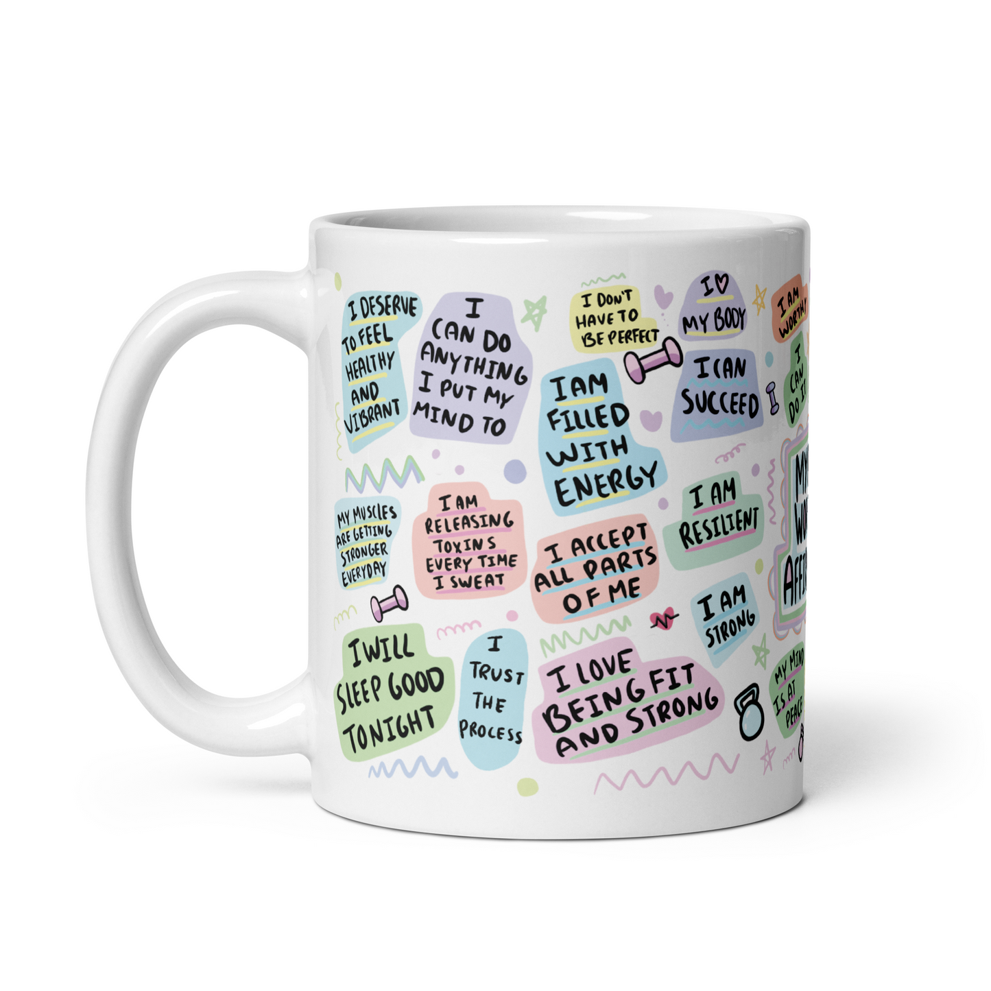 Daily Workout Affirmation Mug – Motivational Coffee Cup for Fitness Lovers | Gym Gift, Inspirational Mug