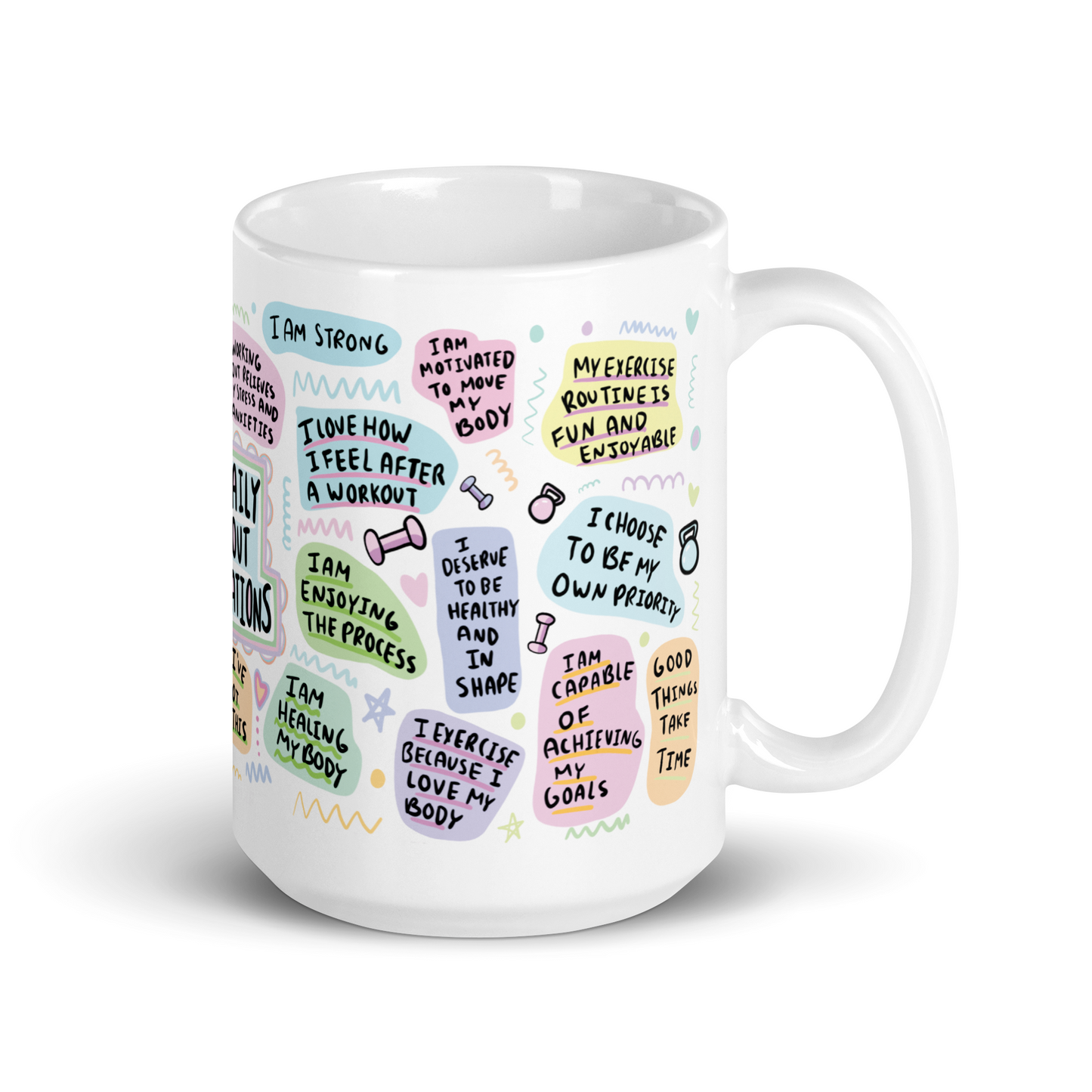Daily Workout Affirmation Mug – Motivational Coffee Cup for Fitness Lovers | Gym Gift, Inspirational Mug