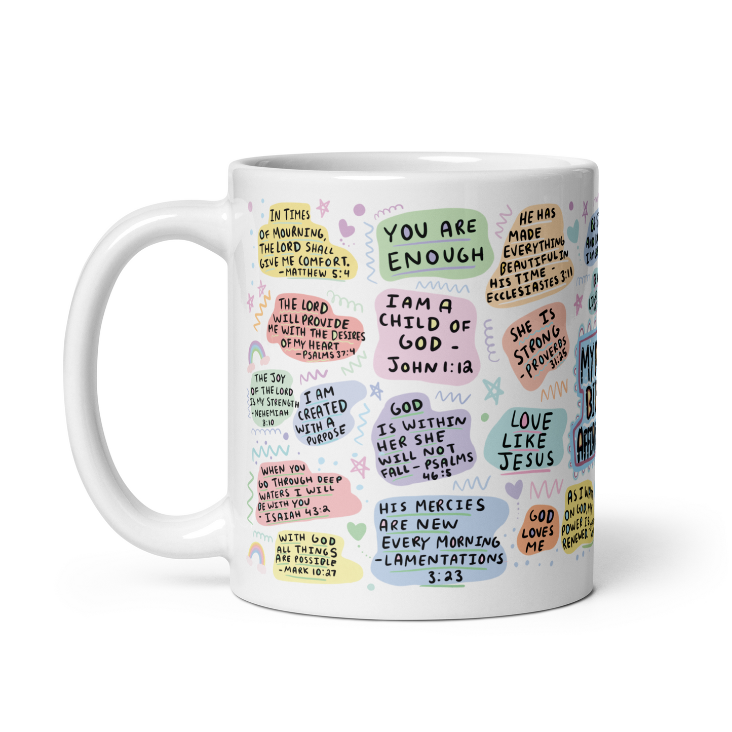 Daily Bible Affirmations Mug – Christian Coffee Cup, Inspirational Faith Gift, Scripture Mug