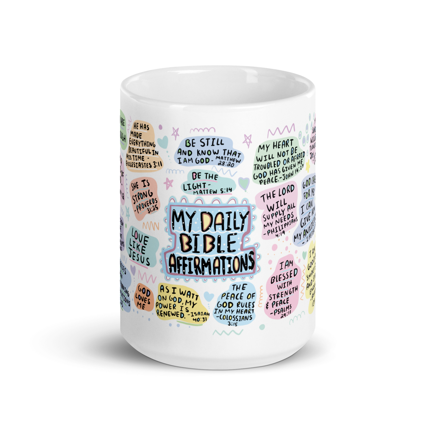 Daily Bible Affirmations Mug – Christian Coffee Cup, Inspirational Faith Gift, Scripture Mug