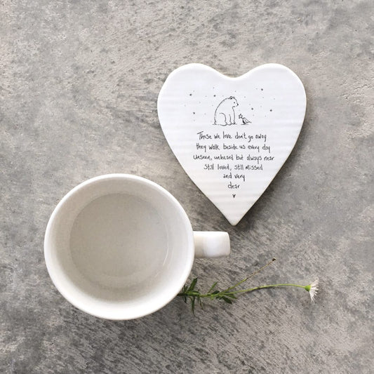 East of India Porcelain Heart Coaster – Those We Love Don’t Go Away – Sympathy Gift Keepsake