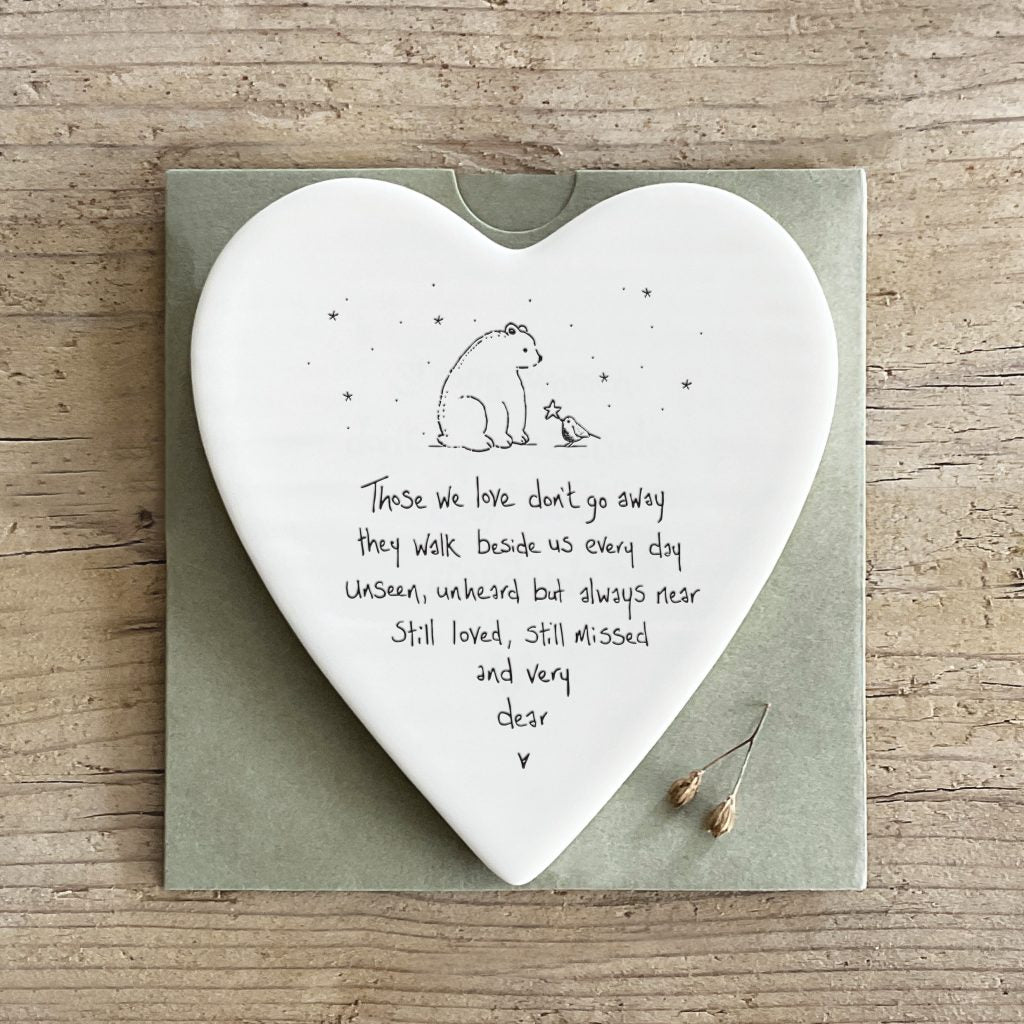 East of India Porcelain Heart Coaster – Those We Love Don’t Go Away – Sympathy Gift Keepsake