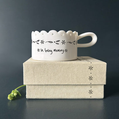 East of India Handled Tealight Holder In Loving Memory – Sympathy Gift Memorial Candle Holder Keepsake