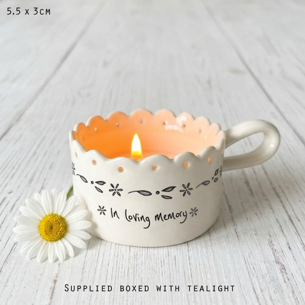 East of India Handled Tealight Holder In Loving Memory – Sympathy Gift Memorial Candle Holder Keepsake