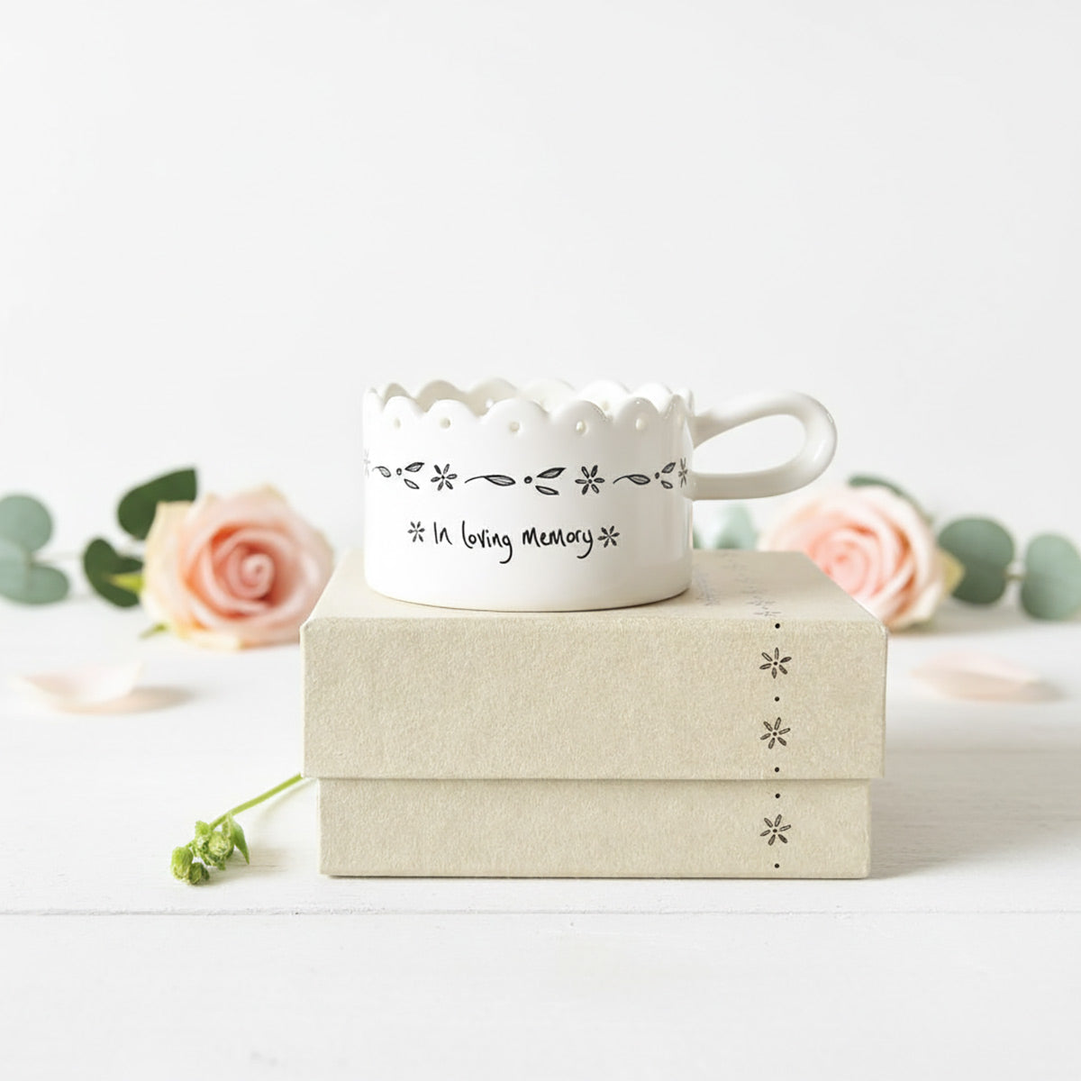 East of India Handled Tealight Holder In Loving Memory – Sympathy Gift Memorial Candle Holder Keepsake