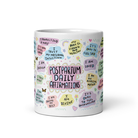 Postpartum Daily Affirmation Mug – Motivational Coffee Cup for New Mothers, Self-Care Gift