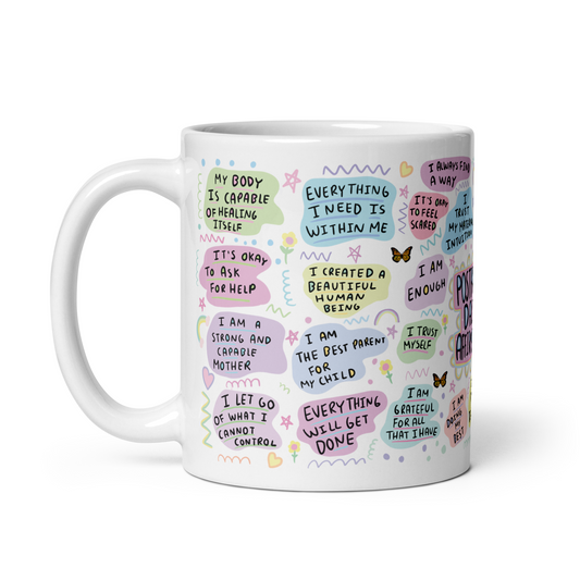 Postpartum Daily Affirmation Mug – Motivational Coffee Cup for New Mothers, Self-Care Gift