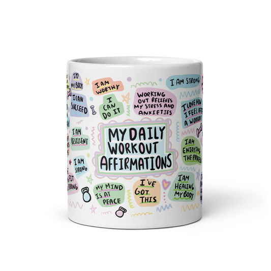 Daily Workout Affirmation Mug – Motivational Coffee Cup for Fitness Lovers | Gym Gift, Inspirational Mug