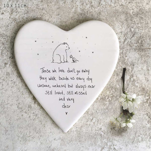 East of India Porcelain Heart Coaster – Those We Love Don’t Go Away – Sympathy Gift Keepsake