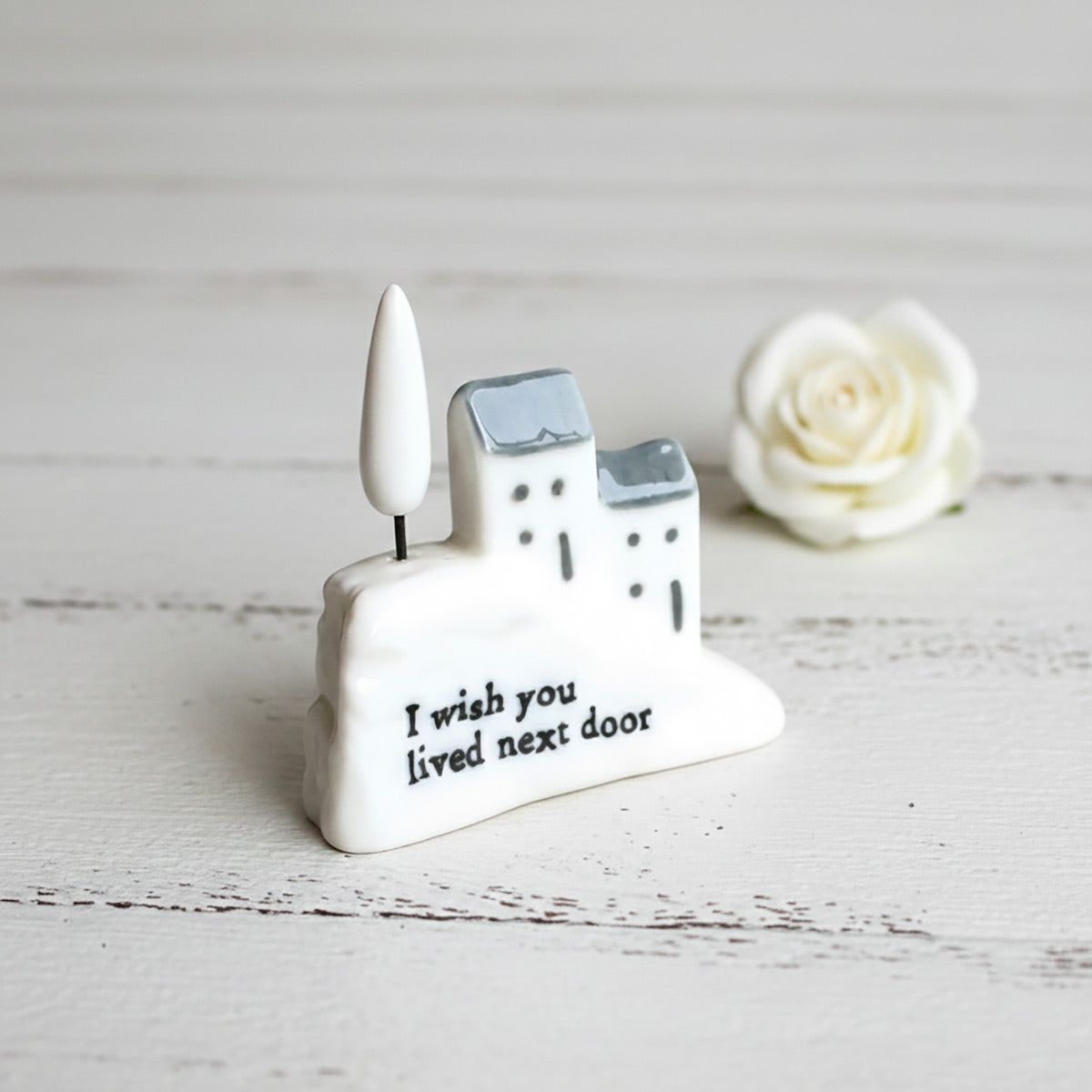 East of India Porcelain Hill House – I Wish You Lived Next Door Friendship Gift
